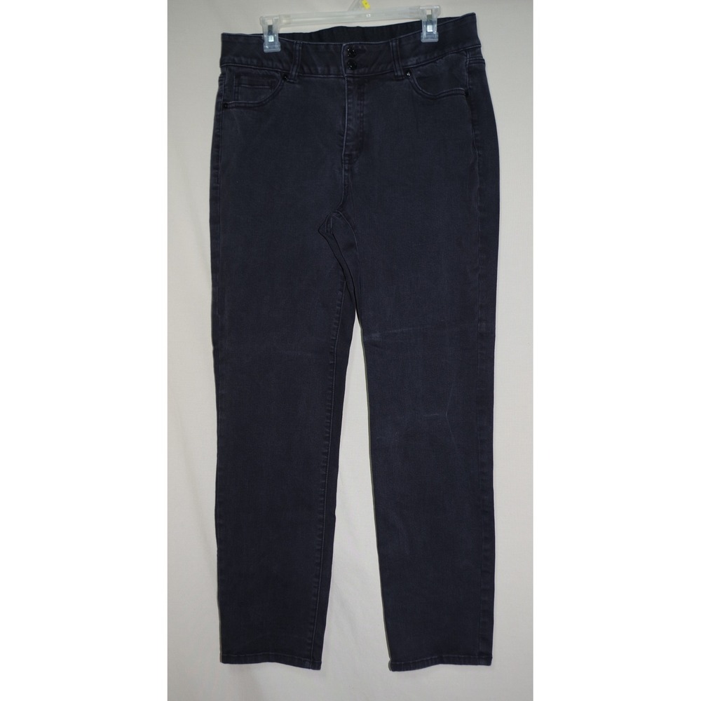 Lane Bryant Womens Size 16 Dark Wash Black Straight Leg Stretch Denim Jeans
